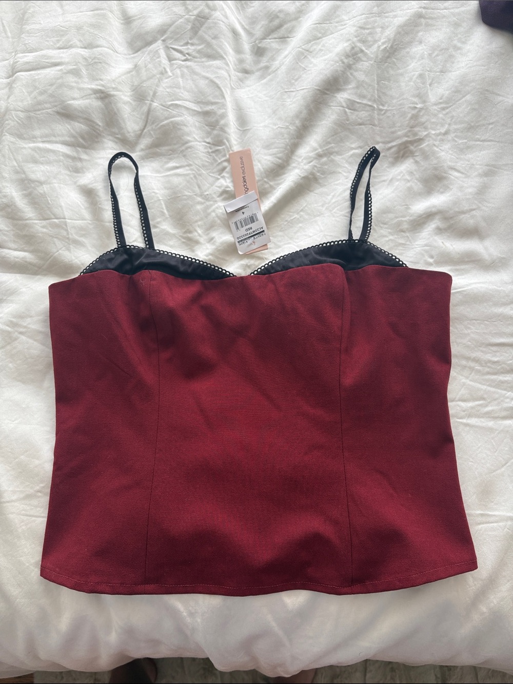 Aqua Burgundy and Black Bustier Tank Top